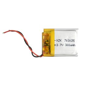 باتری لیتیوم پلیمر 3.7v ظرفیت 300mA ابعاد 702025