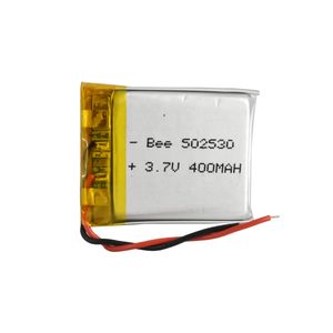 باتری لیتیوم پلیمر 3.7v ظرفیت 400mA ابعاد 502530