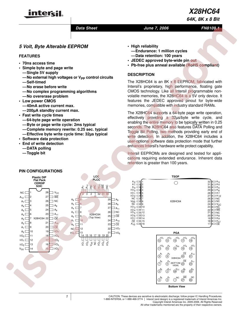 X28HC64JI-70