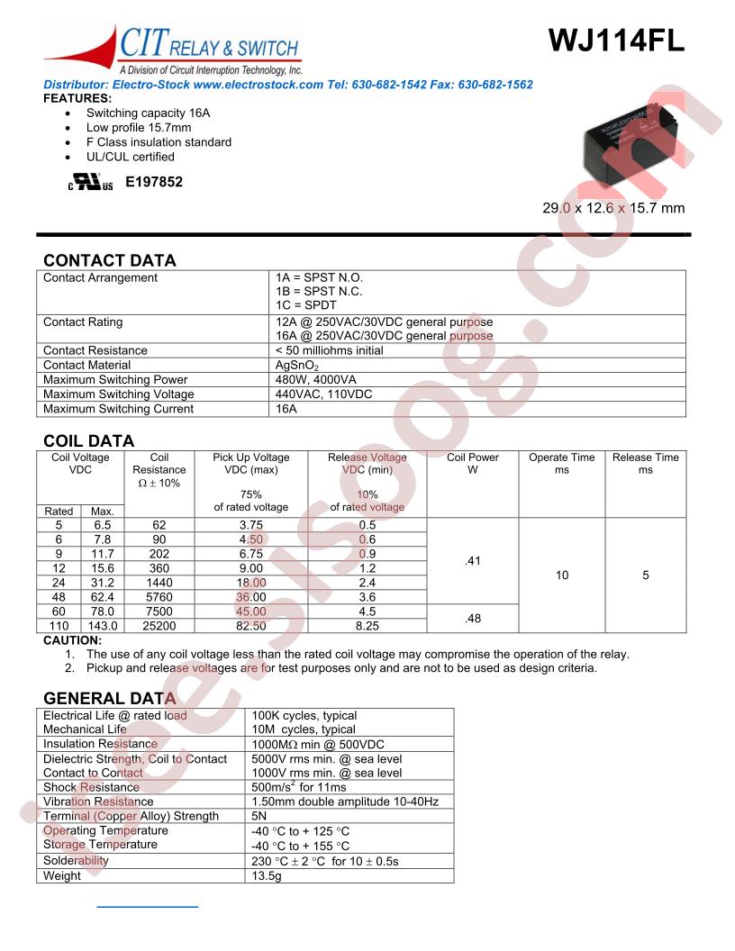 WJ114FL1AS129VDC3.5