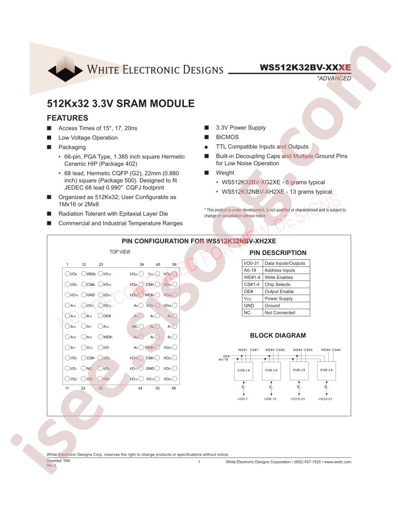 WS512K32NBV-17G2IE