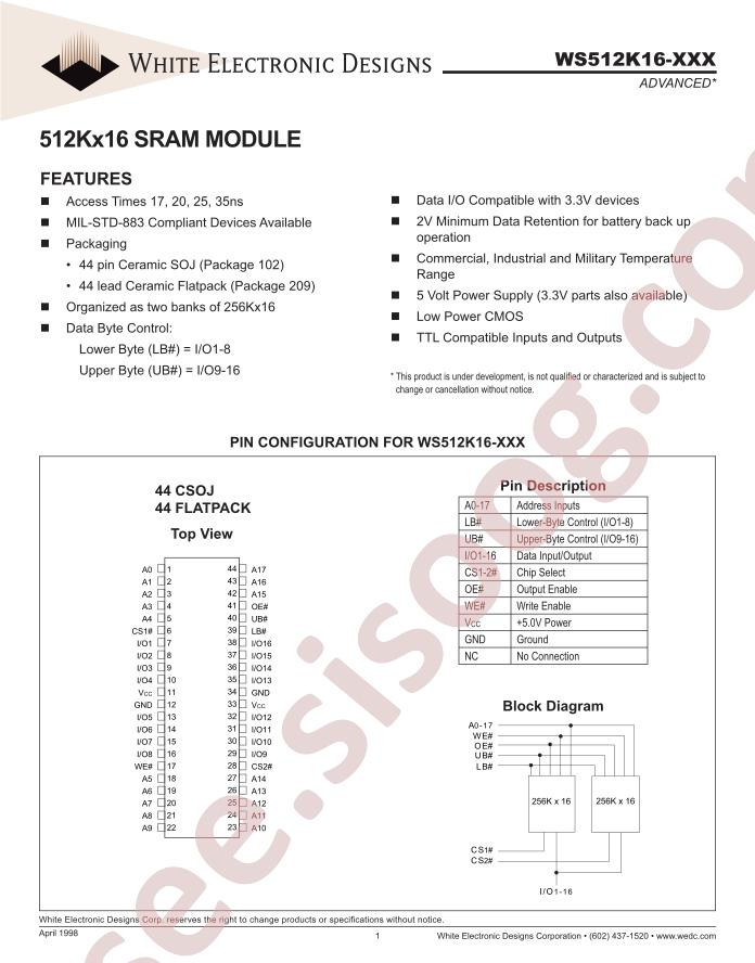 WS512K16-20DLC