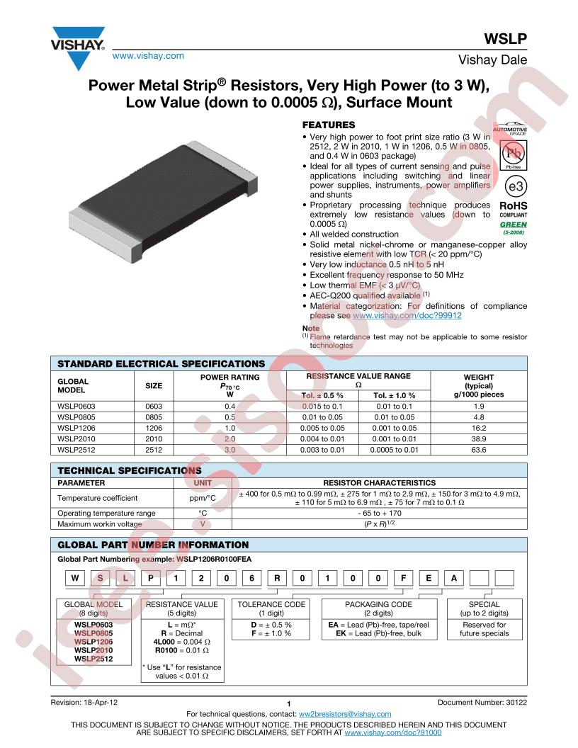 WSLP0603R0100FEB