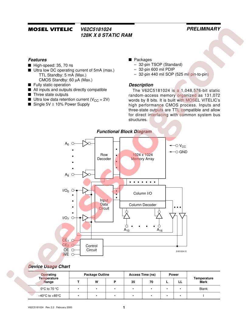 V62C5181024LL-70WI