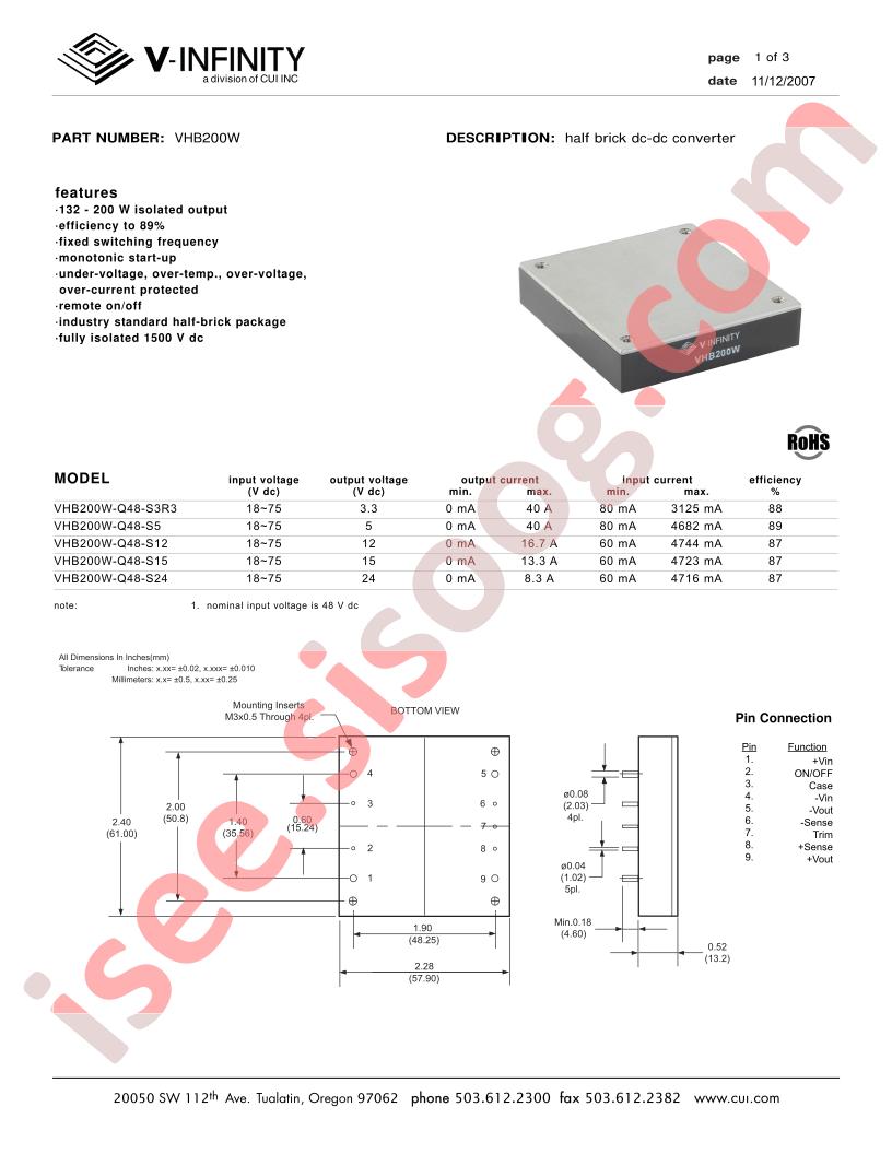 VHB200W-Q48-S24