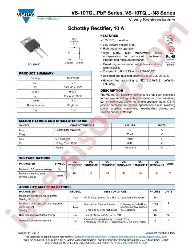 VS-10TQ040PbF
