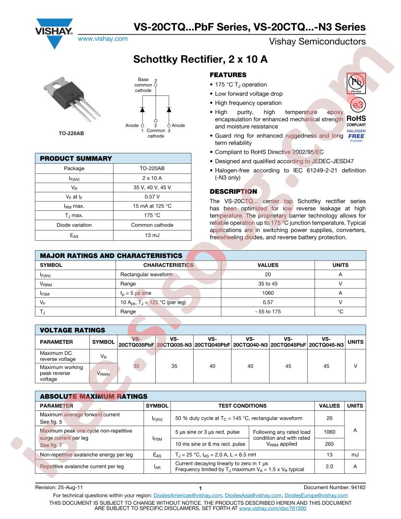 VS-20CTQ040PbF