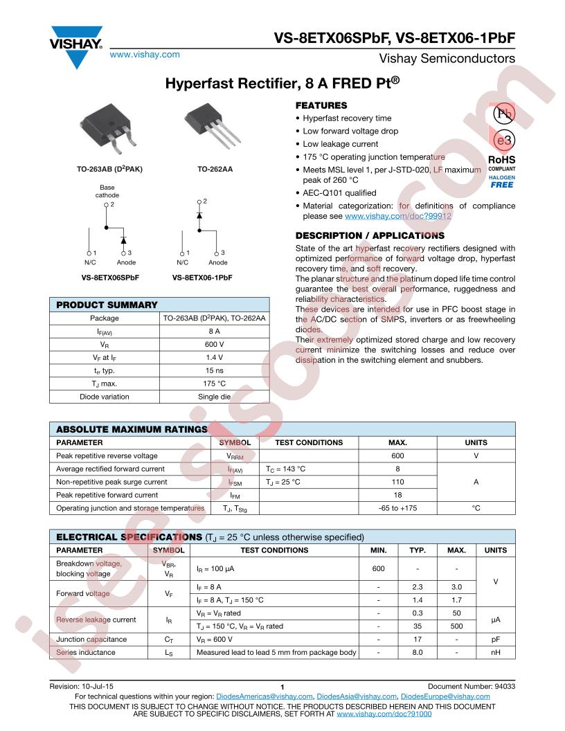 VS-8ETX06-1PBF