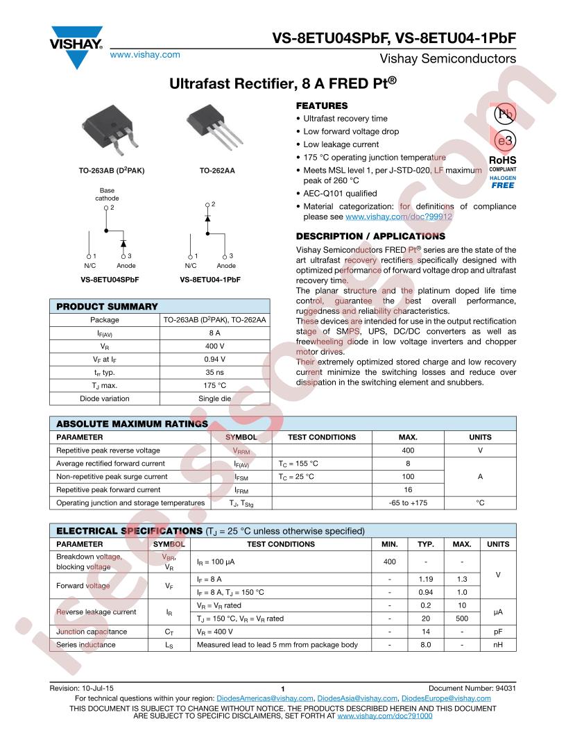 VS-8ETU04-1PbF