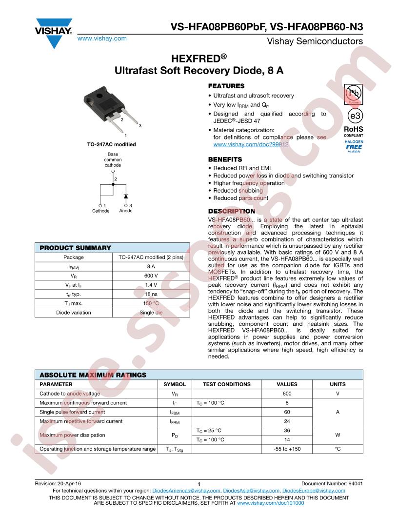 VS-HFA08PB60PBF