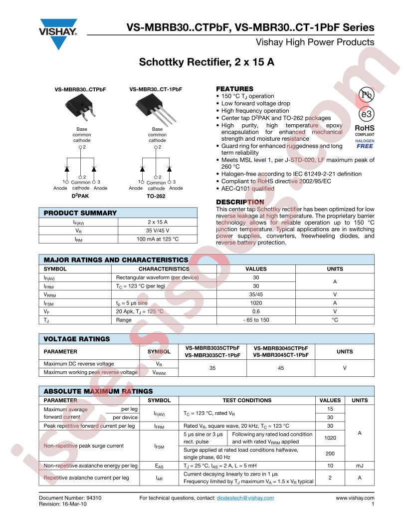 VS-MBR3045CT-1PBF