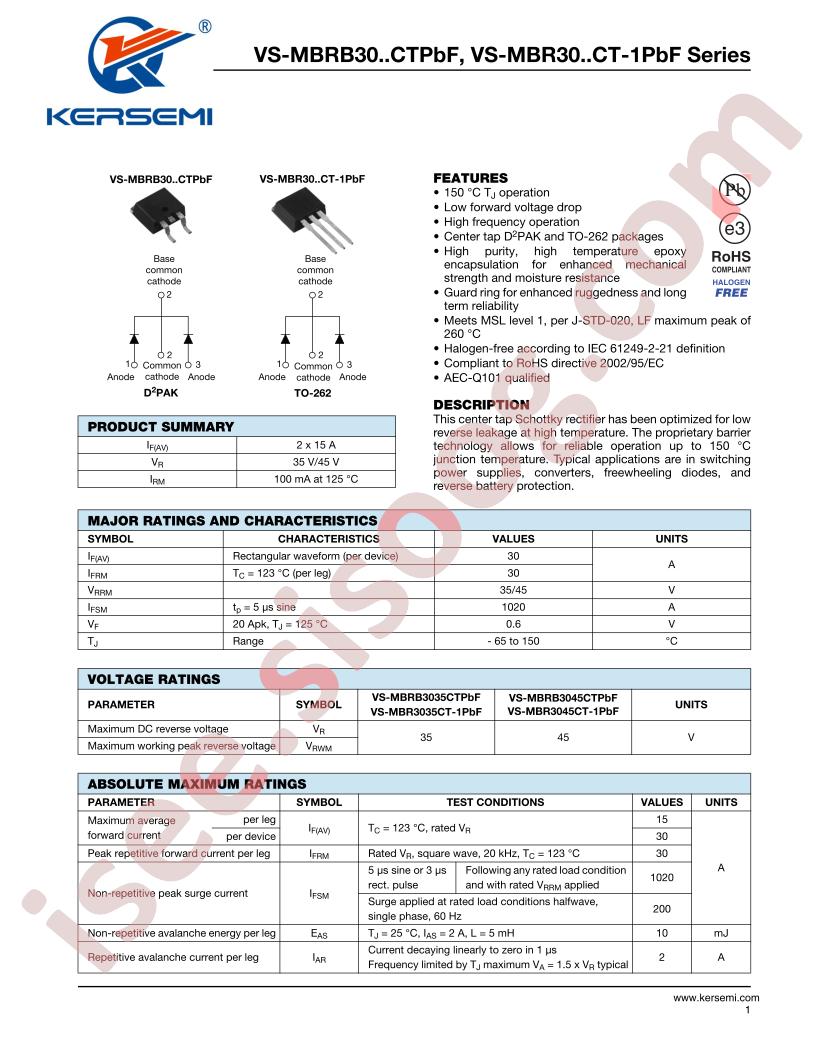 VS-MBR3045CT-1PbF