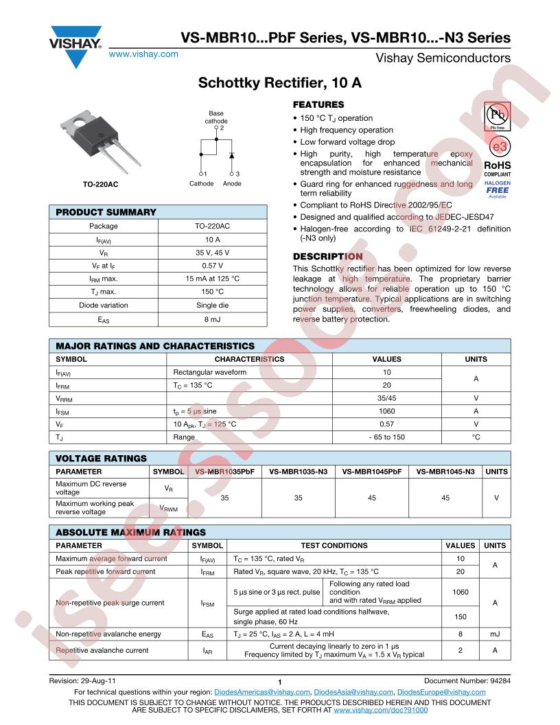 VS-MBR1045PbF