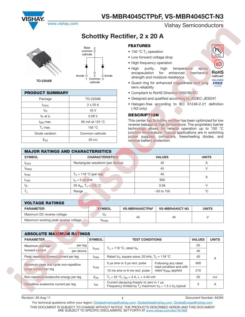 VS-MBR4045CTPBF