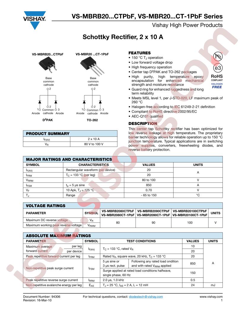 VS-MBR2090CT-1PBF