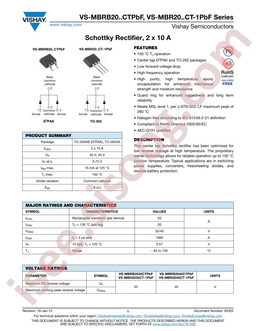 VS-MBR2045CT-1PBF