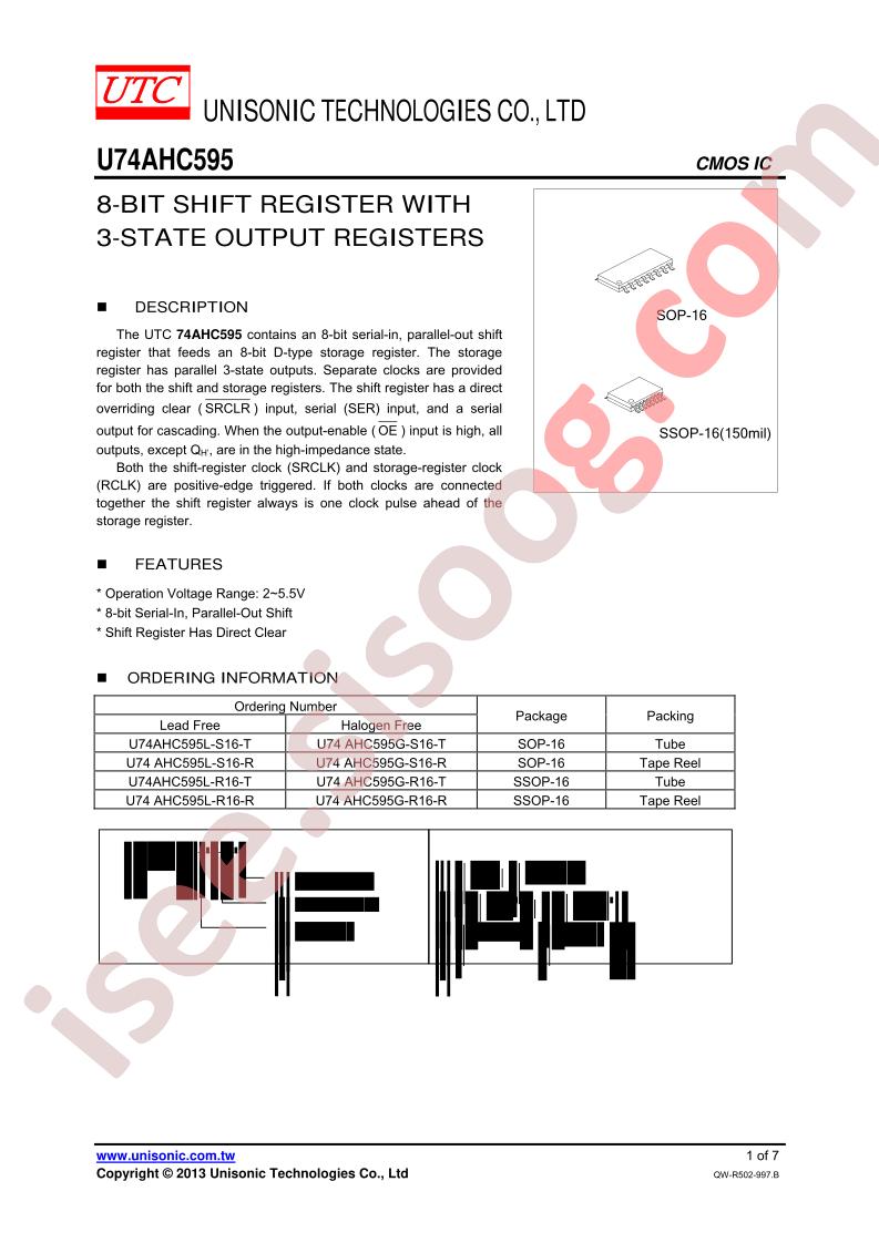 U74AHC595L-S16-T