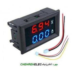 ولت متر آمپرمتر 100V/10A قرمز آبی