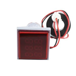 ولتمتر و آمپرمتر چراغ سیگنالی AC500V-100A قرمز مربعی مدل AD16-22FVA