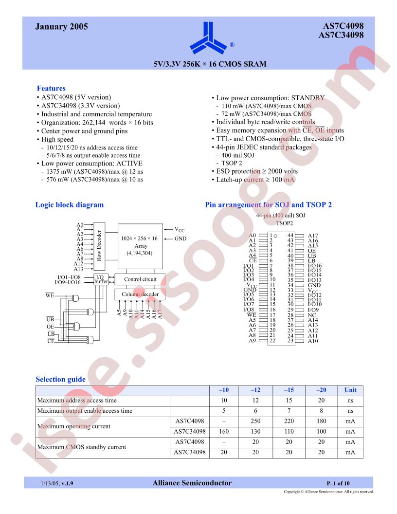 AS7C34098-10JCN