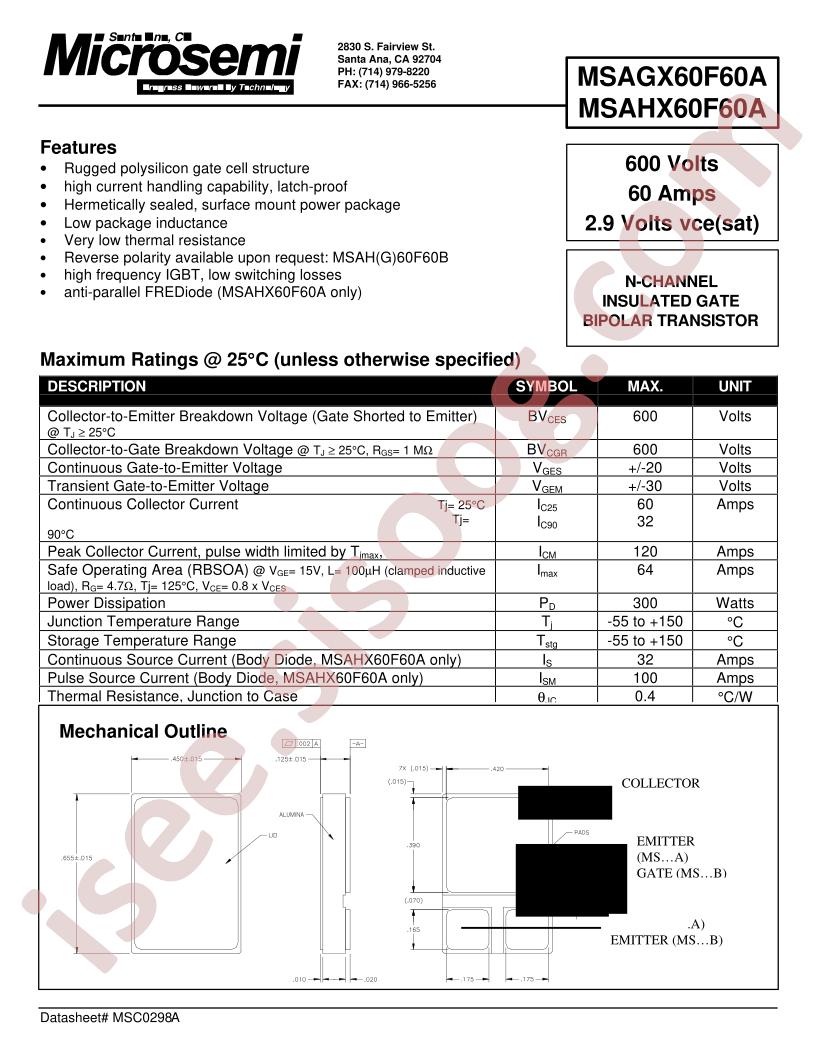 MSAGX60F60A