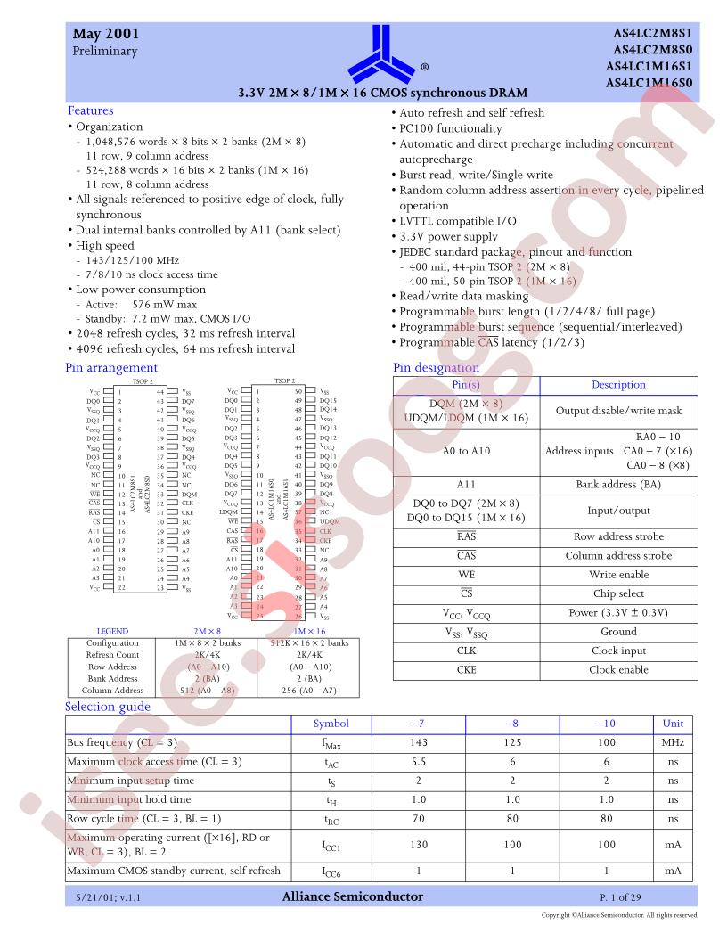 AS4LC2M8S1-7TC