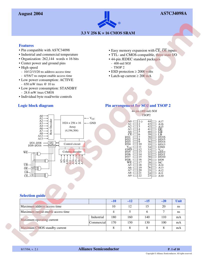 AS7C34098A-10JC
