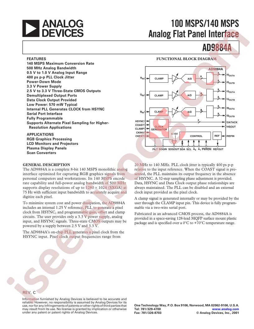 AD9884AKS-140