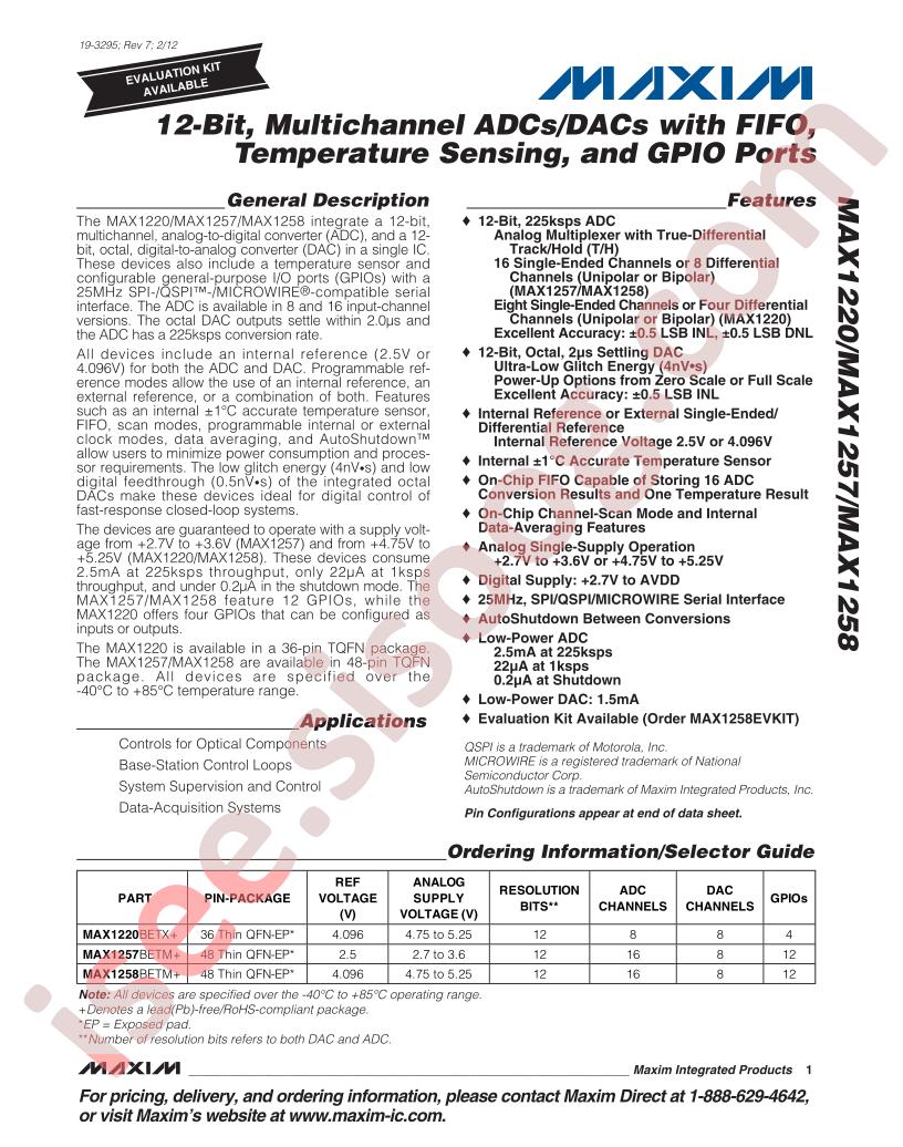 MAX1220BETX+