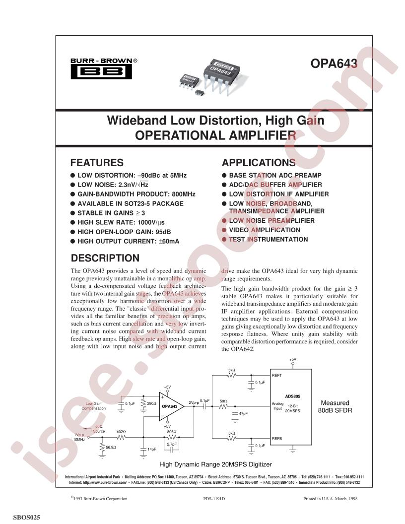 OPA643NB-3K