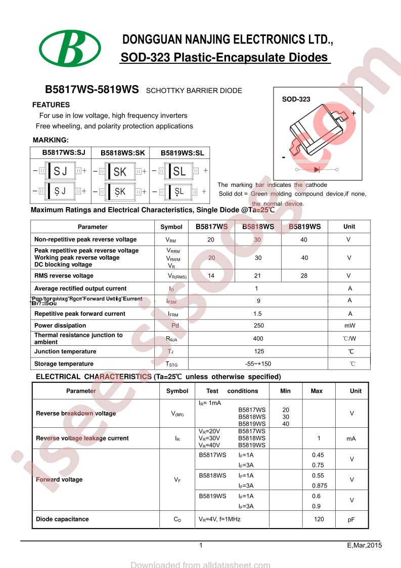 B5819WS-1A-SOD-323