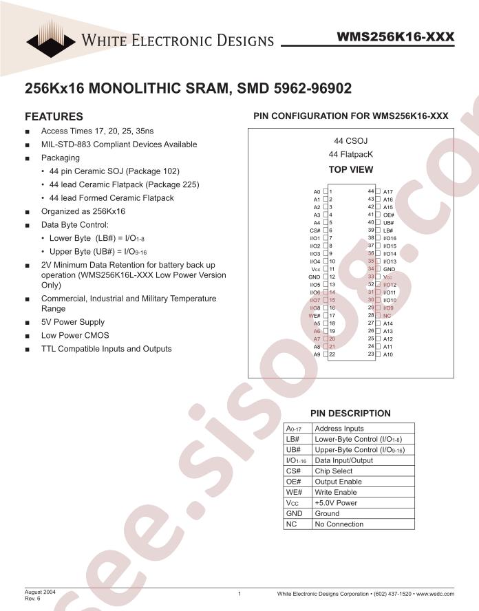 WMS256K16-17DLMA