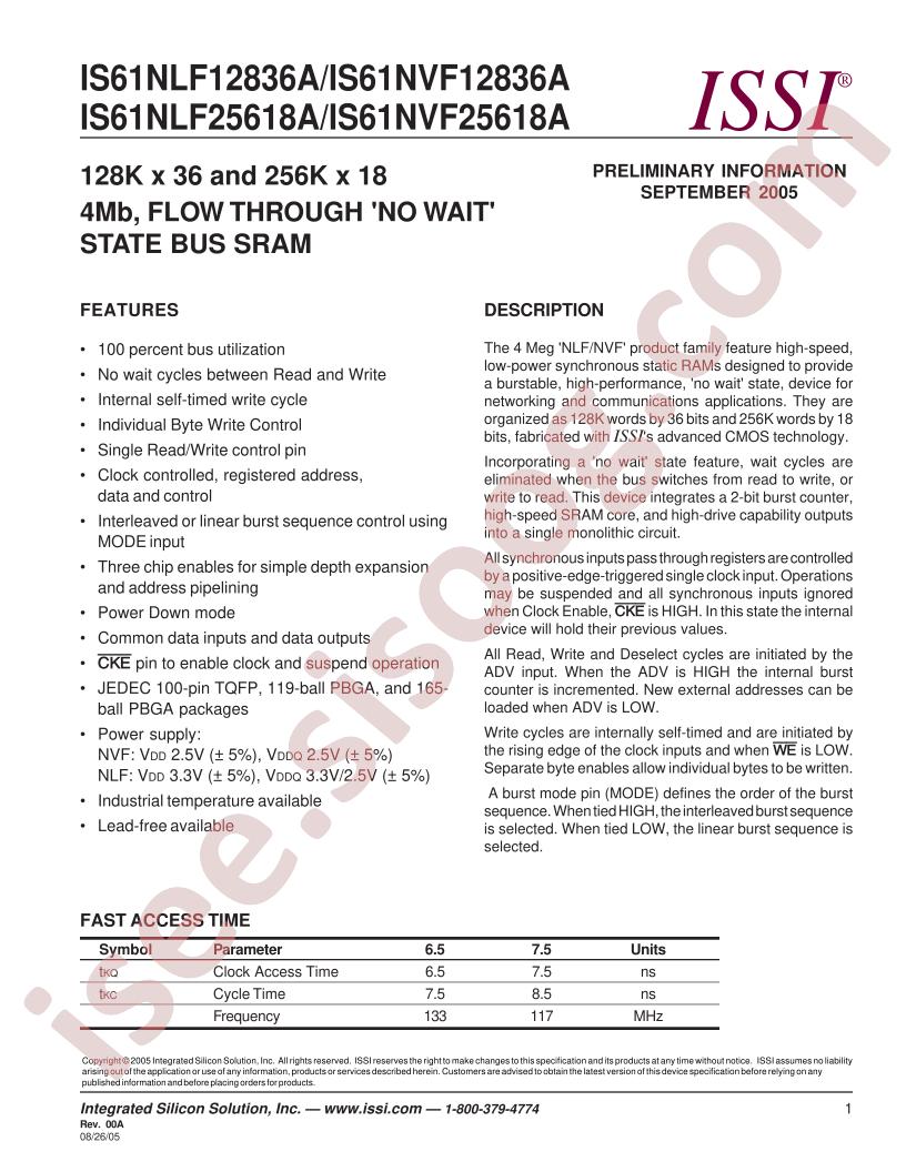 IS61NLF12836A