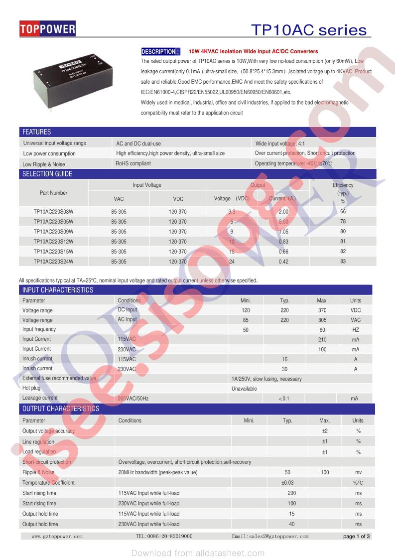 TP10AC220S05W