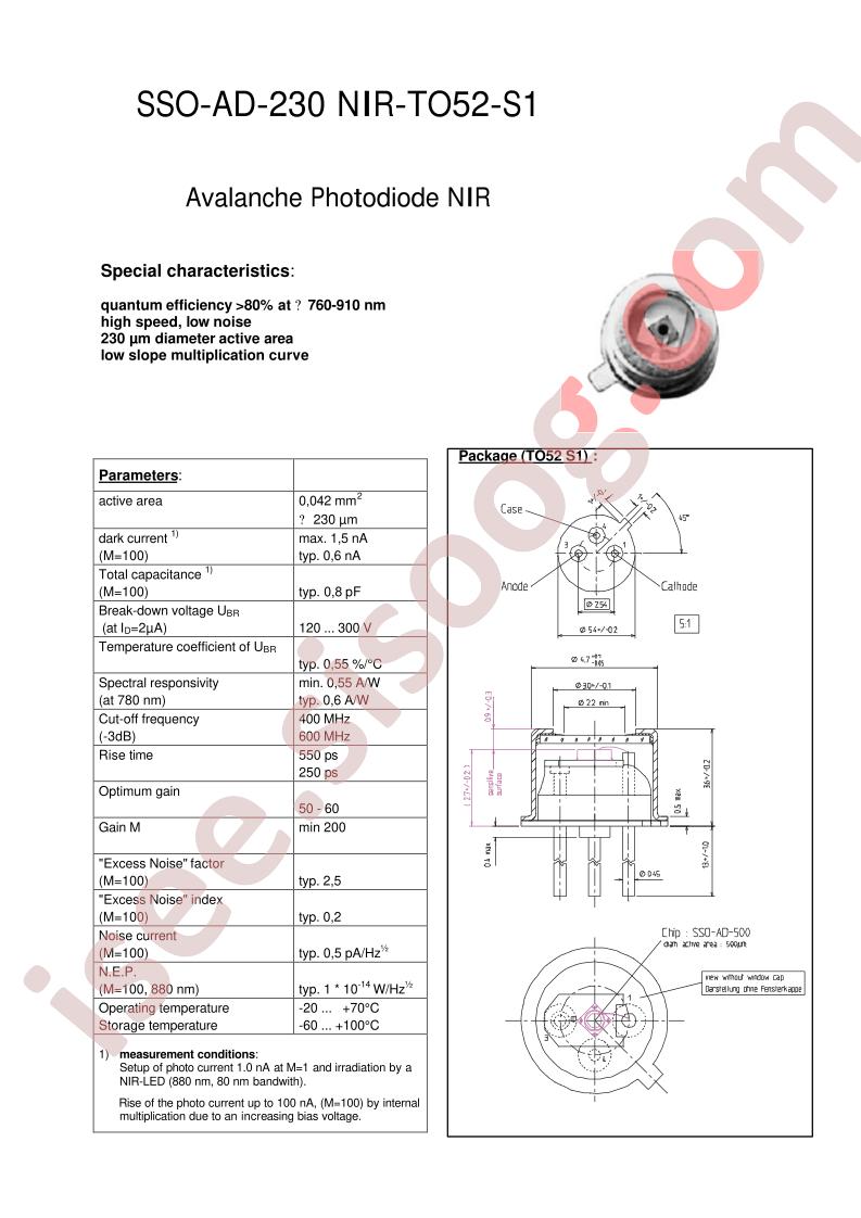 SSO-AD-230NIR-TO52-S1