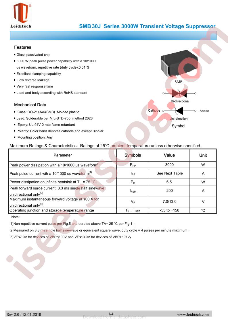 SMB30J90CA
