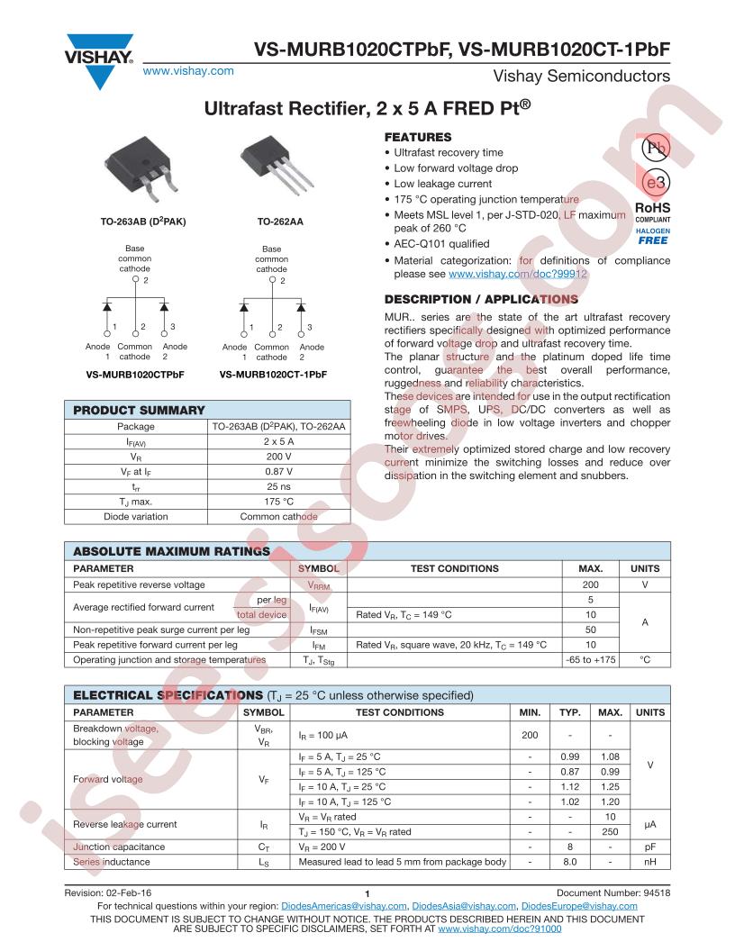 VS-MURB1020CTPBF