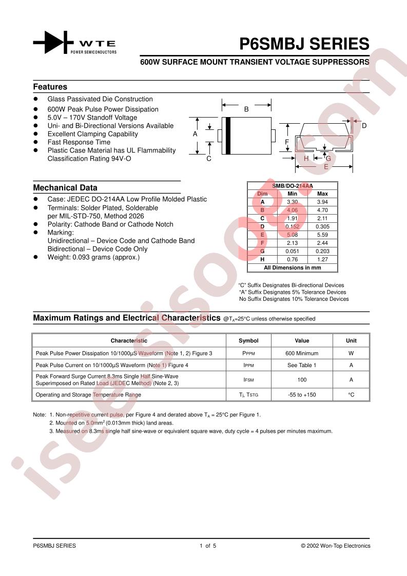 P6SMBJ6.0CA