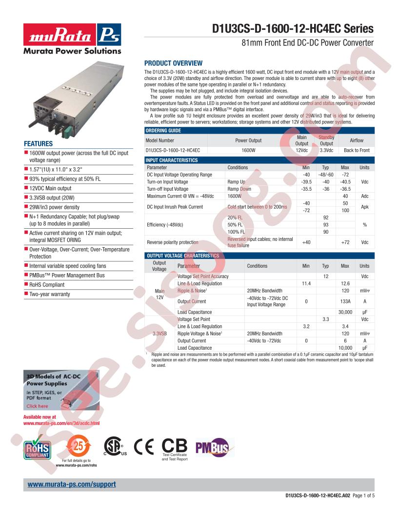 D1U3CS-D-1600-12-HC4EC