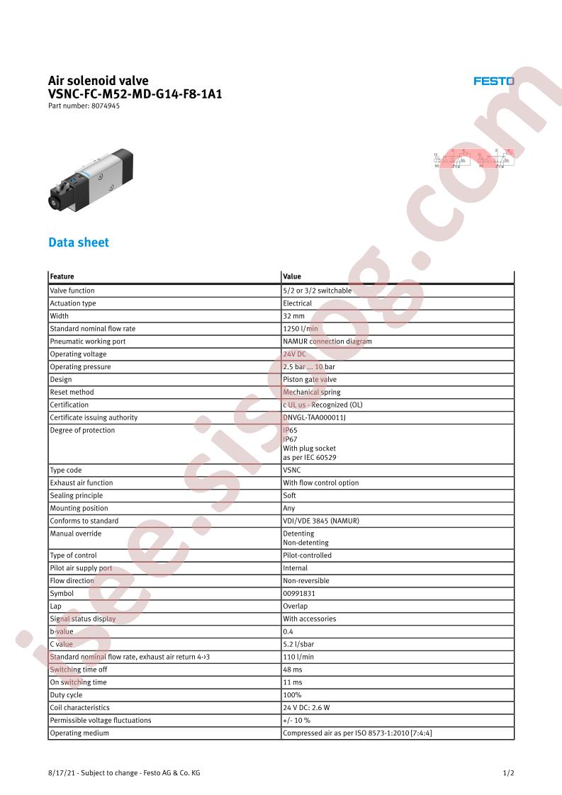 VSNC-FC-M52-MD-G14-F8-1A1