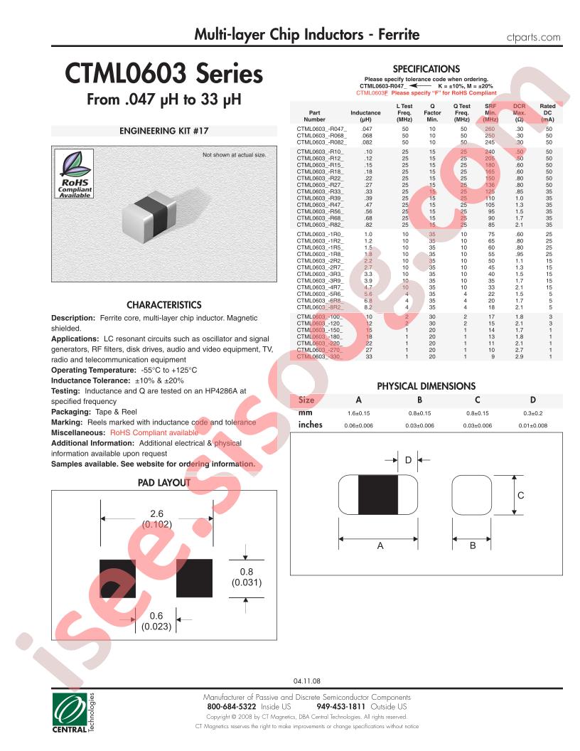 CTML0603F-120M