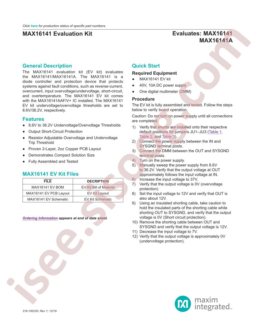 MAX16141EVKIT