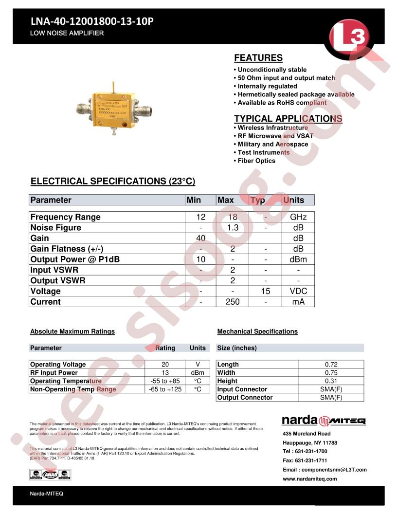 LNA-40-12001800-13-10P