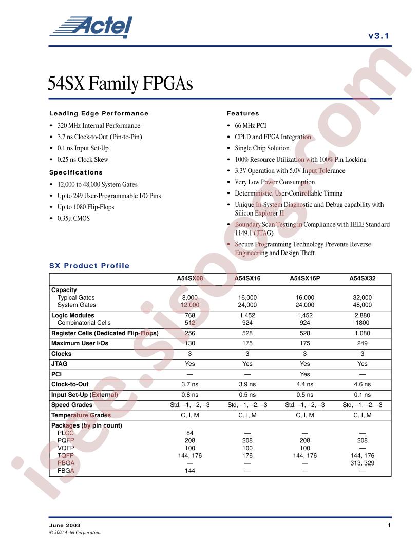 A54SX08-2FG208PP