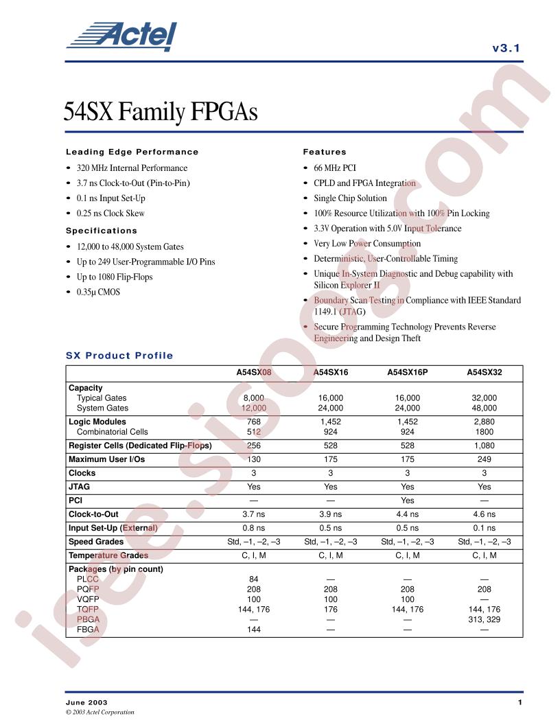 A54SX08-1VQ208M