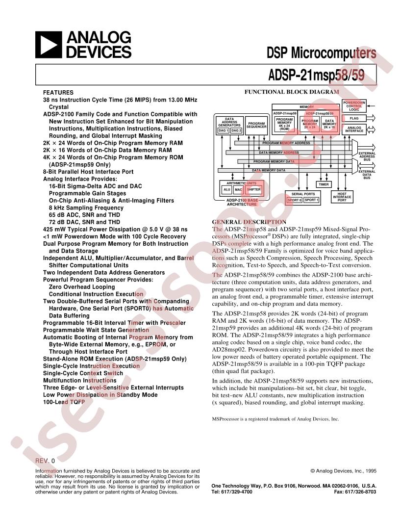 ADSP-21MSP58BST-104