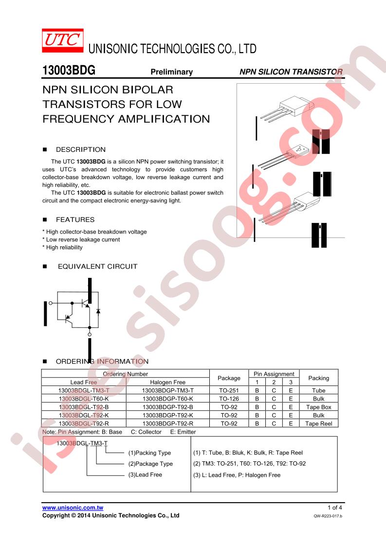 13003BDGP-TM3-T