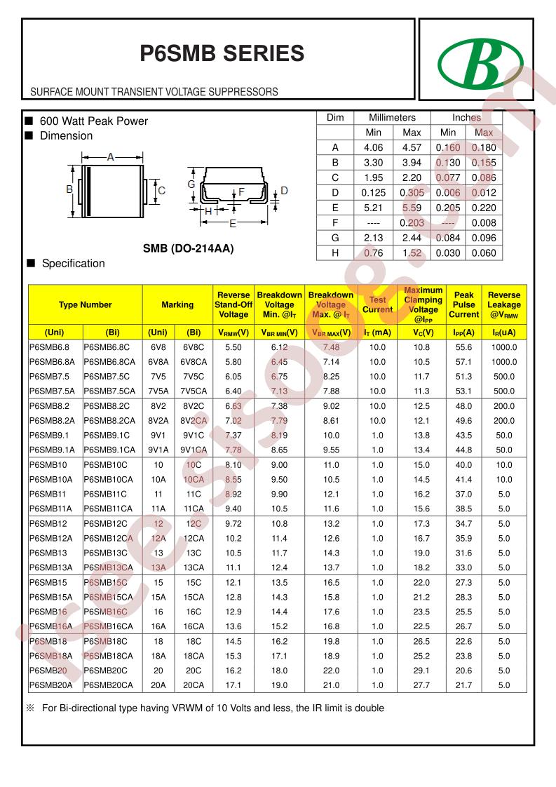 P6SMB15A