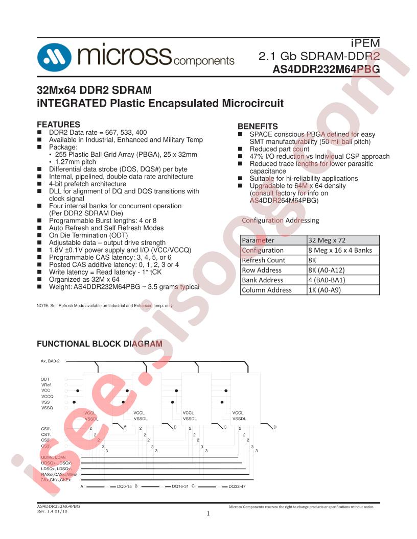 AS4DDR232M64PBG-5