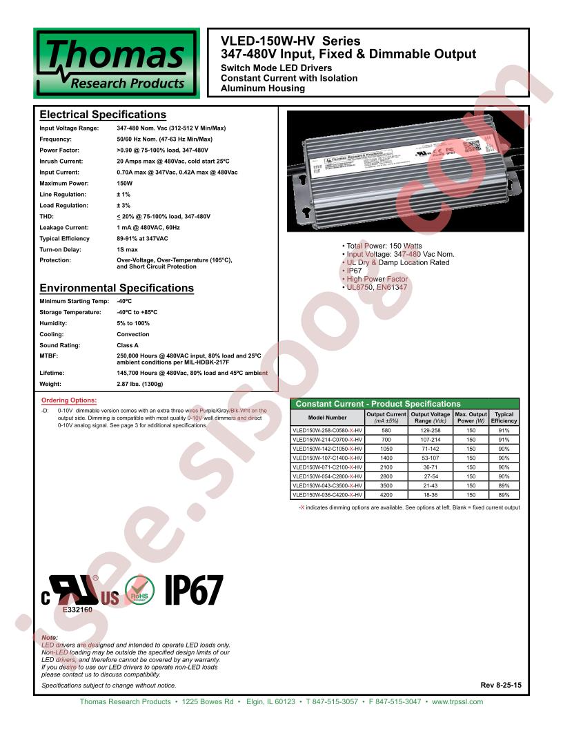 VLED150W-043-C3500-X-HV